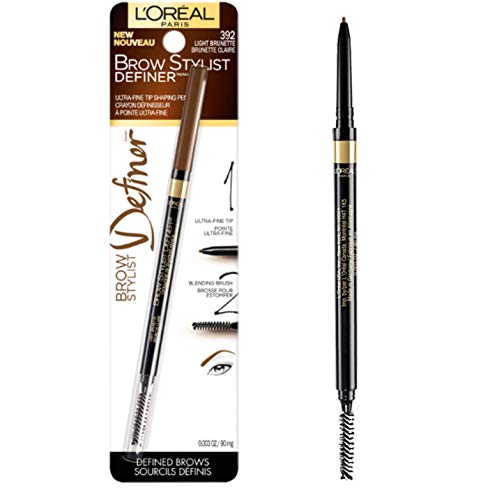 L'Oréal Paris Makeup Brow Stylist Definer Waterproof Eyebrow Pencil, Ultra-Fine Mechanical & Retractable Brow Pencil, Draws Tiny Brow Hairs & Fills in Sparse Areas & Gaps, Light Brunette, 0.003 oz.