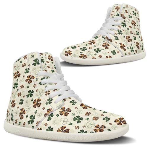 Fuxowvby St. Patrick's Day Barefoot Women Casual Wide Toe Zero Drop Non-Slip Waterproof Lightweight Cozy Running Tennis Sneakers High Top Athletic Outdoor Walking Sneaker for Women White US 7