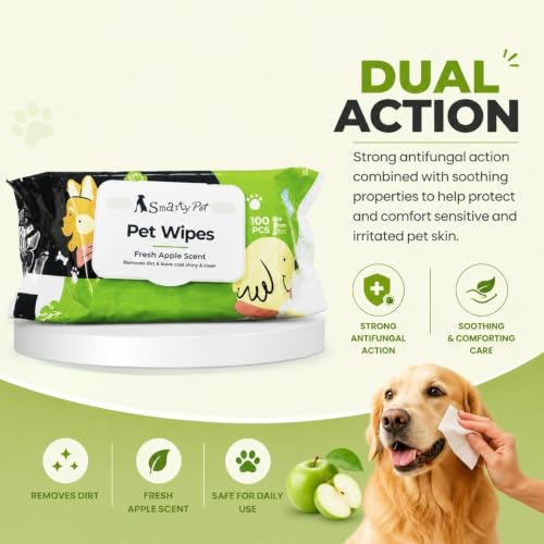 Image of Barkz & Mewz Smarty Pet Wet Wipes for Dogs Puppies Cats Lemongrass Fragrance 300 Count Pack of 3 x 100 Pet Grooming Cleaning Wipes Gentle Deodorizing Safe Daily Use