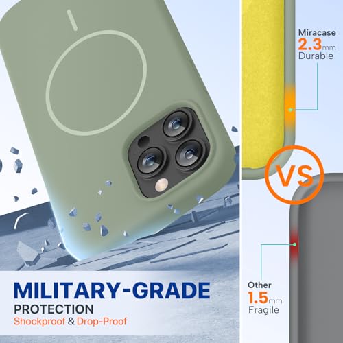 Image of Miracase Magnetic for iPhone 13 Pro Max Case, [Soft Anti-Scratch Microfiber Lining], Compatible with MagSafe, Liquid Silicone Shockproof Drop Protection Phone Case for 13 Pro Max, Patina Green