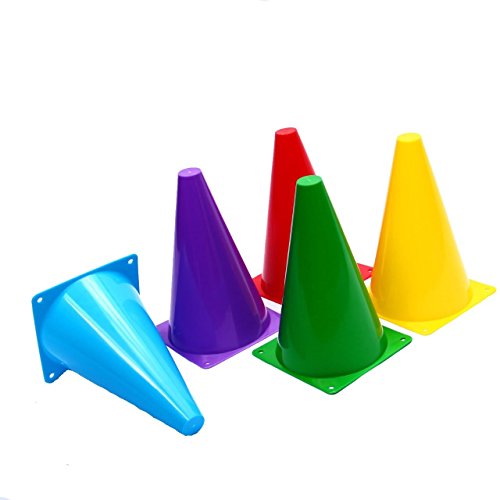 Traffic Cones 7 Inch Assorted Colors Plastic Traffic Cones - 24 Pack of 7 Multipurpose Construction Theme Party Sports Activity Cones for Kids Outdoor and Indoor Gaming and Festive Events