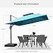 PURPLE LEAF 10FT Cantilever Outdoor Umbrellas Large Patio Umbrella Hanging Double Top Square Offset Umbrella with 360°Rotation Tilting Umbrella Outdoor Patio, Turquoise Blue