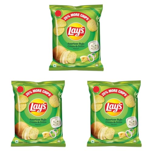 Image of Lays Potato Chips - American Style Cream & Onion 26.5 /30.5g (Pack of 3)
