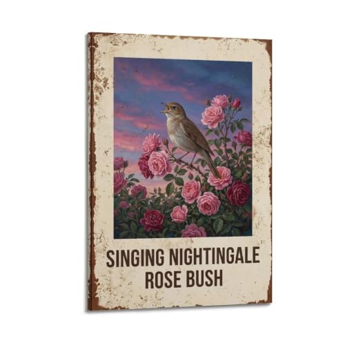 Poster oiseau rossignol OKAHYS toile moderne decoration murale 50x75 cm