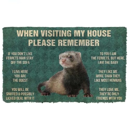 ���փ}�b�g �� �����t�F���b�g�ɂ����ӂ������� 50×80cm doormat Dog PLEASE REMEMBER BLACK FOOTED FERRETS