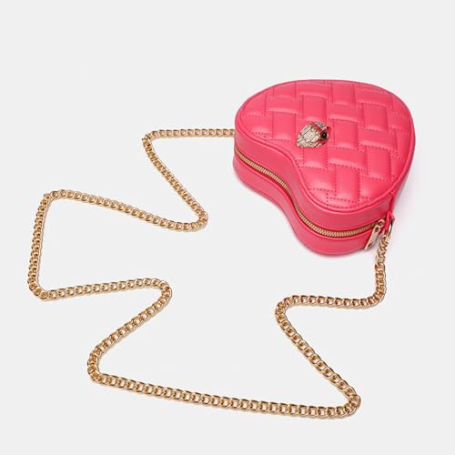Image of Rejolly Rainbow Stripe Heart Shaped Purse for Women Crossbody Bag Metallic PU Leather Shoulder Bag with Chain Strap