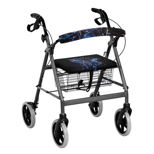 Vanideaoty Bule Butterfly Accessories for Rollator Walkers with Velcro Drive Walker Accessories Soft and Breathable Walker Protection Decor Covers for Seniors with Seat Gift Covers