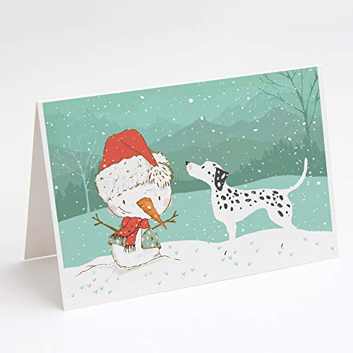 Caroline's Treasures CK2037GCA7P Dalmatian and Snowman Christmas Greeting Cards and Envelopes Pack of 8 Blank Cards with Envelopes Whimsical A7 Size 5x7 Blank Note Cards