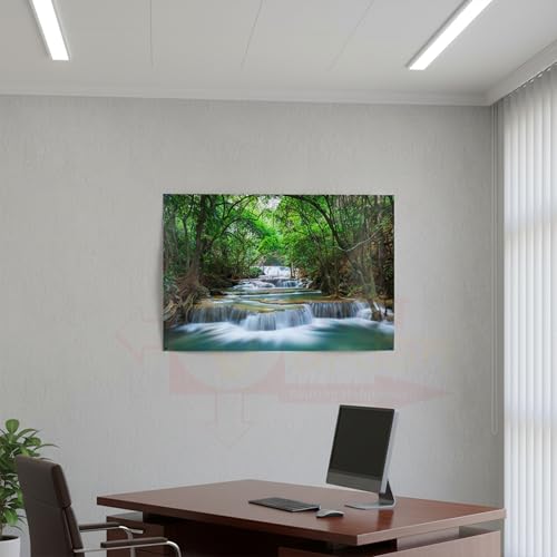 Image of Vastu Vardan Waterfall Scenery Poster | Natural Paintings for Living Room | Size 13 x 19 Inch Approx | Wall Scenery for Bedroom, Office, Home Decor | Painting Without Frame |