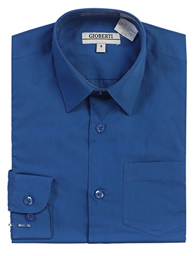 Image of Gioberti Boy's Long Sleeve Dress Shirt + Solid Tie, Bow Tie, and Hanky