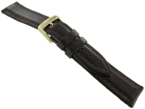 12mm Milano Water Resistant Royal English Leather Stitched Brown Watch Band