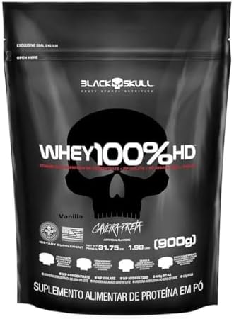 Whey 100% Hd - 900G Refil Baunilha, Black Skull