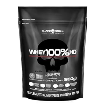 Whey 100% Hd - 900G Refil Baunilha, Black Skull