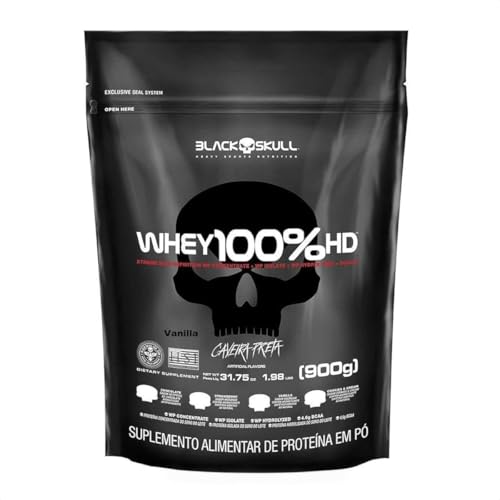 Whey 100% Hd - 900G Refil Baunilha, Black Skull