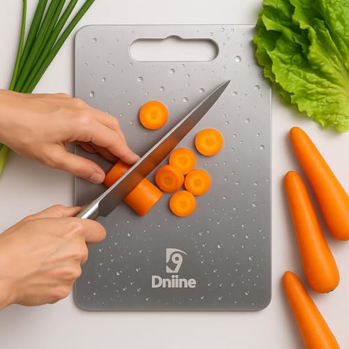 Image of Large Stainless Steel Chopping Board for Kitchen, Premium Grade, Heavy Duty Metal Cutting Board, Big Size 36 X25 cm, Easy to Clean, Durable, Safe, Knife Friendly, Anti-Bacterial