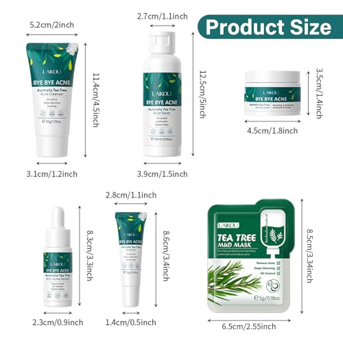 Leogony 7PCS Skincare Set for Teenagers Girls & Boys, Acne Skin Care Set for Teenage, Tea Tree Face Wash Gift for Mens Woman - Image 4