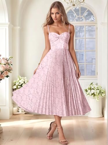 Lace Pleated Bridesmaid Dresses for Women Sweetheart Chiffon Midi Wedding Guest Dress Teal Length Evening Gown3