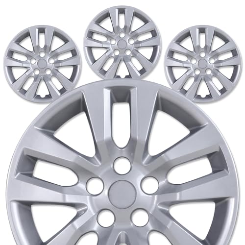 AUTOFREE 16” Hubcaps, Fit for 2013-2018 Nissan Altima Sedan, Set of 4 Silver Lacquer Finish Wheel Rim Covers, Durable PP Material, Easy Snap-On Installation, 16 Inch Silver Lacquer 4-Pack