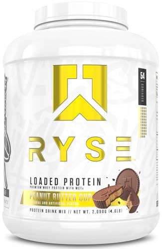 Image of RYSE Loaded Protein Powder - Peanut Butter Cup - 25g Whey Protein Isolate & Concentrate with Prebiotic Fiber & MCTs - Low Carb, Low Sugar, Digestive-Friendly - 54 Servings / 4 lb Tub
