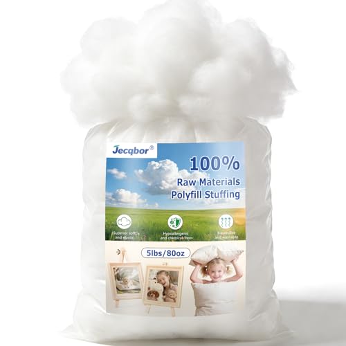 Jecqbor 5lbs/80oz Soft Polyfill Stuffing, Fluffy Pillow