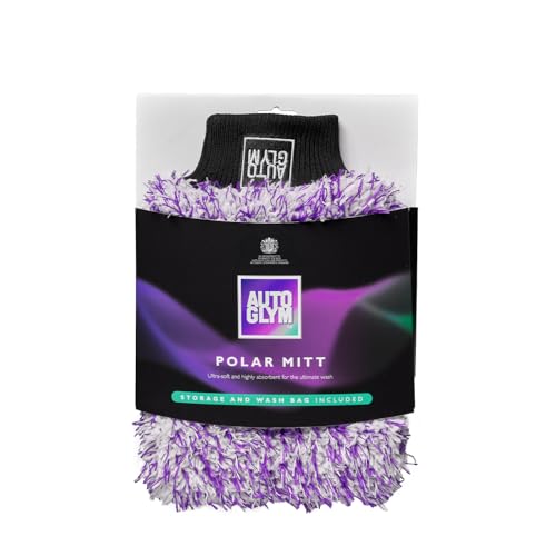 Autoglym Polar Car Wash Mitt with Storage and Washbag Included Premium Fine Microfibre Strands Scratch-Free Results