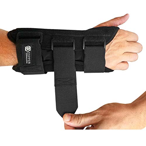 Copper Compression Carpal Tunnel Night Time Wrist Brace - Guaranteed Highest Copper Content Wrist Support Braces. Comfortable Sleep for Wrists and Hands Relief. Adjustable Support Splint. (Right Hand)