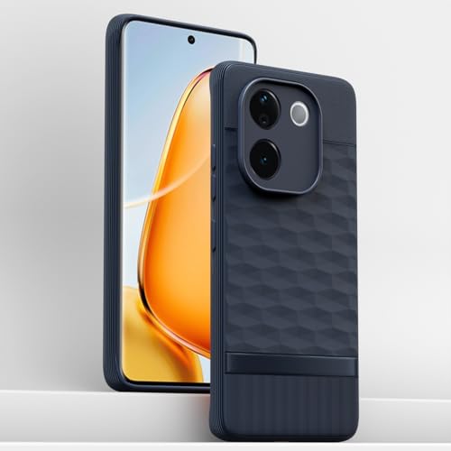 Image of Pikkme Back Cover for Vivo T3 Pro 5G / iQOO Z9s Pro 5G Camera Protection 3D Hexa Cube Design Silicone Protective Bumper Case (Blue)