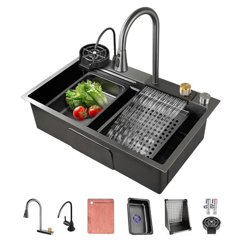 Évier de cuisine à cuve unique anti-éclaboussures 75x45cm avec robinet - 2