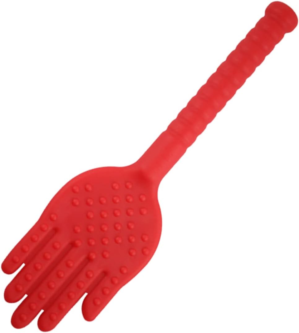 Palm Shaped Plastic Health Massage Hammer Durable Elastic Beat Pat Tool for Fatigue Relief Blood Circulation for Full Body Therapy Red