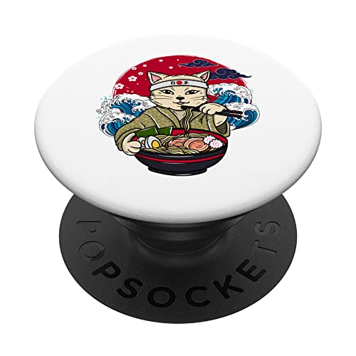 Giapponese Ramen Nudeln Anime lustige Giappone Katze Wellen PopSockets PopGrip Intercambiabile