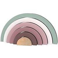 PolarPlay Wooden Rainbow Stacker Nesting Blocks Puzzle Toy – Rose