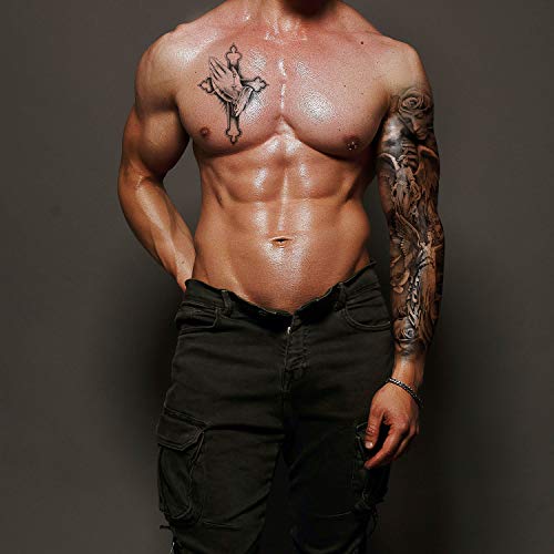 Aresvns Sleeve Temporary Tattoos Holy God For Men And Women 15 Sheets,Blessing And Asylum Type Large Waterproof Realistic Fake Tattoos Christmas Gift #TOP4