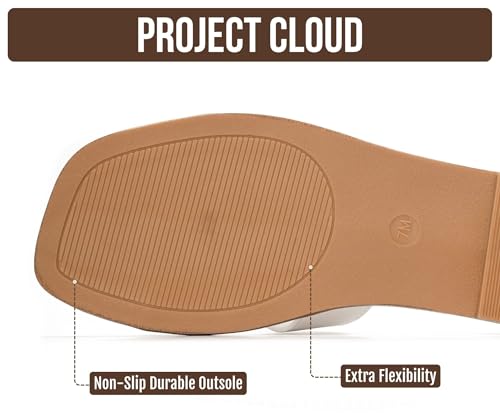 Image of Project Cloud 100% Genuine Leather Sandals for Women 2026 - Fashion Flat Womens Sandals with Memory Foam Insole Slides Sandals Women Footwear - Mules Women's Sandals (Jannel)