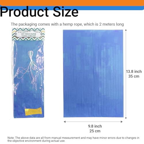 Image of Blue and Orange Tassel Garland,Tissue Tassel Banner for Party Decorations,Pack of 20