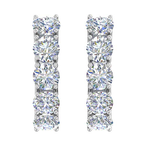 1 Carat 5-Stones Diamond Hoop Earrings in 925 Sterling Silver or in 18K Yellow Gold over Sterling Silver2