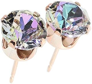 pewterhooter® Women's Classic Collection Crystal Stud Earrings  14k Rose Gold plated 925 Sterling Silver with sparkling Manhattan Sunset crystal - Gift Box