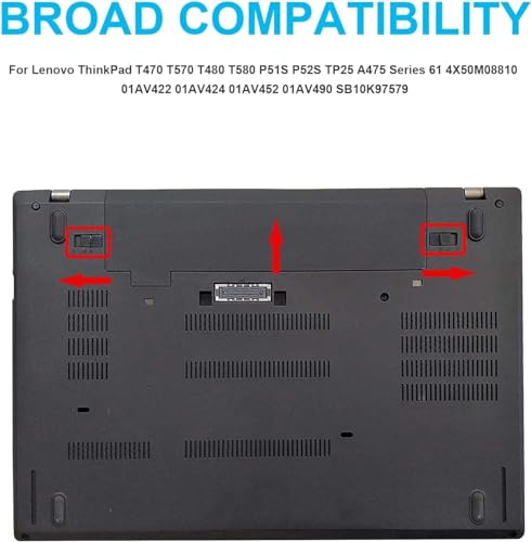 Image of 01AV423 01AV452 Laptop Battery Replacement for Lenovo ThinkPad T570 T580 T470 T480 P51S P52S TP25 A475 A485 01AV422 01AV424 01AV490 4X50M08810 SB10K97579 SB10K97580 SB10K97597 SB10K97581 (01AV424)