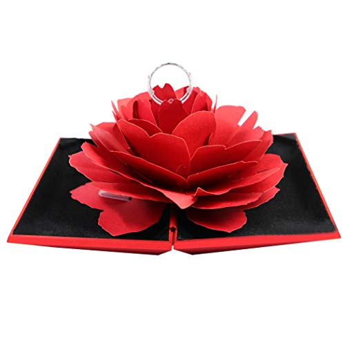 outgeek Ring Box Rose, Rose Blume Verlobungsring Box Ring Bearer Box zum Valentinstag