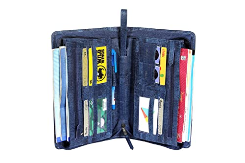 Image of Sukeshcraft Multiple Cheque Book Holder | Original PU Holds Upto 8 Cheque Books, CorkBlue