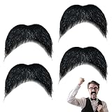 SEPWGUMD Bigotes Falsos autoadhesivos Negros 4 Pares 10,5 cm Disfraces Accesorios para Adultos y niños Fiestas temáticas y carnavales