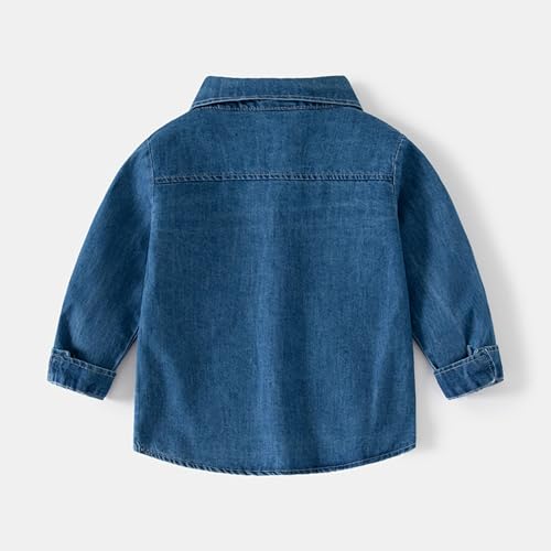 Boys Fall Denim Jacket Toddler Long Sleeve Coat Classic Mock Neck Denim Coat with Pocket Toddler Fall Jacket2