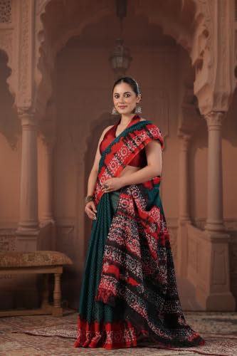 Image of TAMAIRA FASHION Mulmul Pure Cotton Saree For Woman Batik Printed|Office Wear Daily Wear Sarees For Women Without Blouse Piece (Available in 13 Colours)