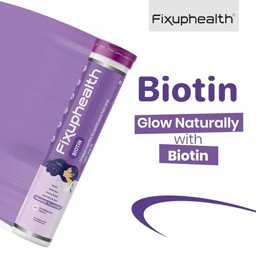 Fixuphealth Biotin Selenium Amino acids Vitamin and Zinc Effervescent Tablets Orange Flavour Pack of 3 20 tablets each pack Useful for Repair and Protect Hair nails and skin care