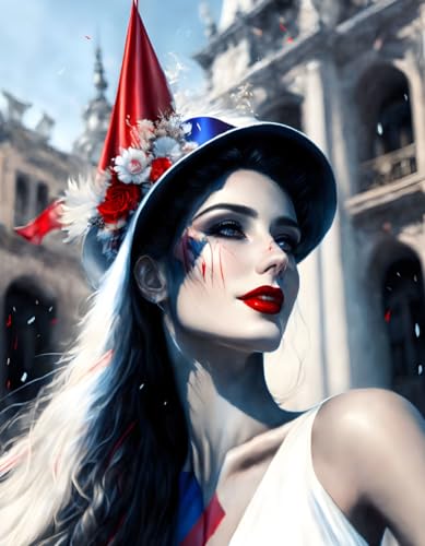 Affiches sur toile Maquillage lourd et drapeau France sans cadre 58x90 cm