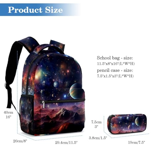 Ensemble sac à dos Galactic Space multicolore et sa trousse, cadeau idéal