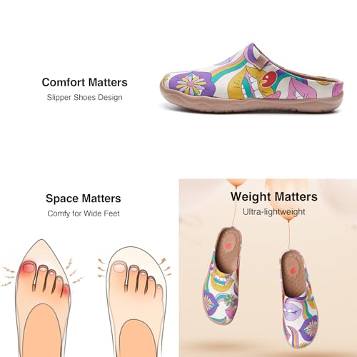 Image of UIN Slipper Woman Travel Art Painted Shoes Wide Toe Casual Home Slip On Mules Malaga