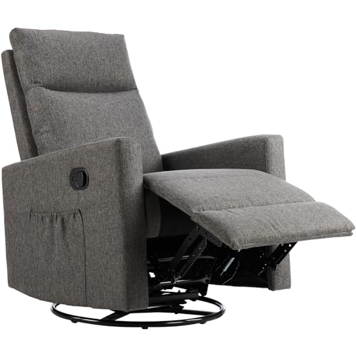 Image of NEWBULIG Rocking Chair Swivel Glider Recliner Nursery Rocker Chair Upholstered Seating Recliner Fabric Single Sofa Chair for Living Room, Gray