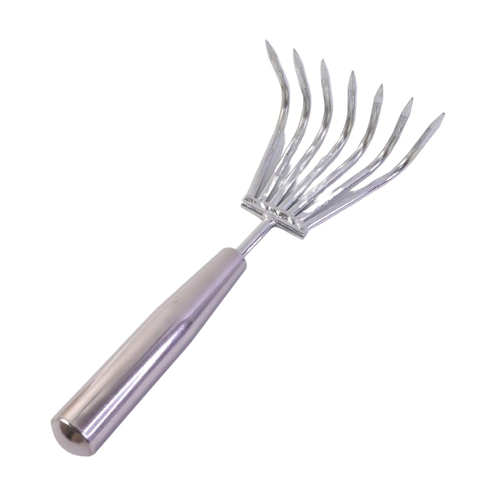Oblivion Stainless Steel Garden Hand Rake for Gardening, Heavy Duty Rust Resistant Hand Cultivator with Ergonomic Handle, Multi Tooth Soil Loosening Tool-image-26