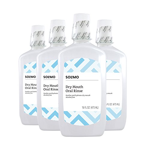 Amazon Brand - Solimo Dry Mouth Oral Rinse, Alcohol Free, Mint, 16 Fluid Ounces, Pack of 4