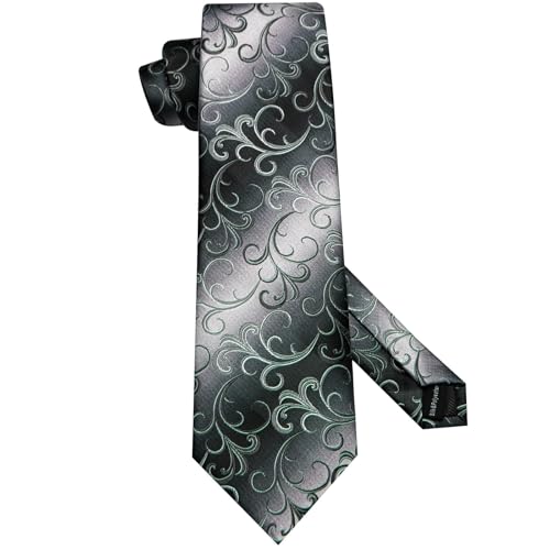 Image of Hi-Tie 70 inches Ties for Men Silk Extra Long Necktie and Pocket Square Cufflinks Set Men Big and Tall Tie Business